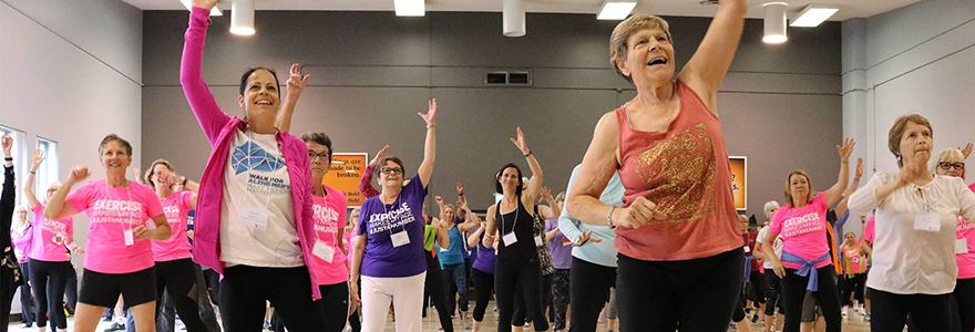 Participants at a Research to Action conference hosted by the Canadian Centre for Activity and Aging enjoy an exercise class for older adults. (Dana Van Gorp, CCAA) Share EXPLORE ALL NEWS