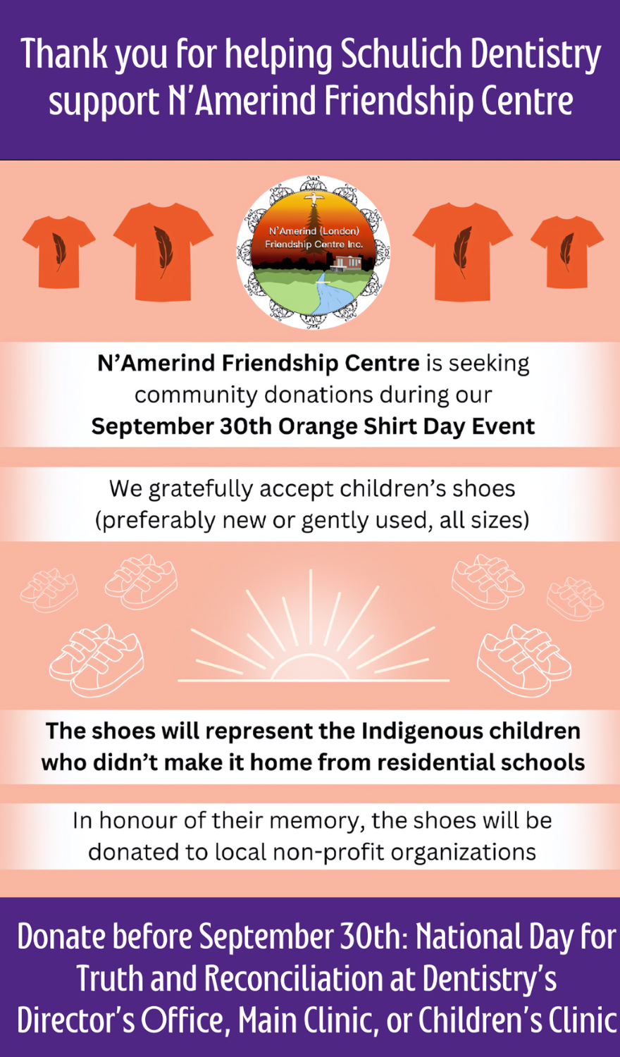 poster promoting shoe drive in support of N'Amerind Friendship Centre