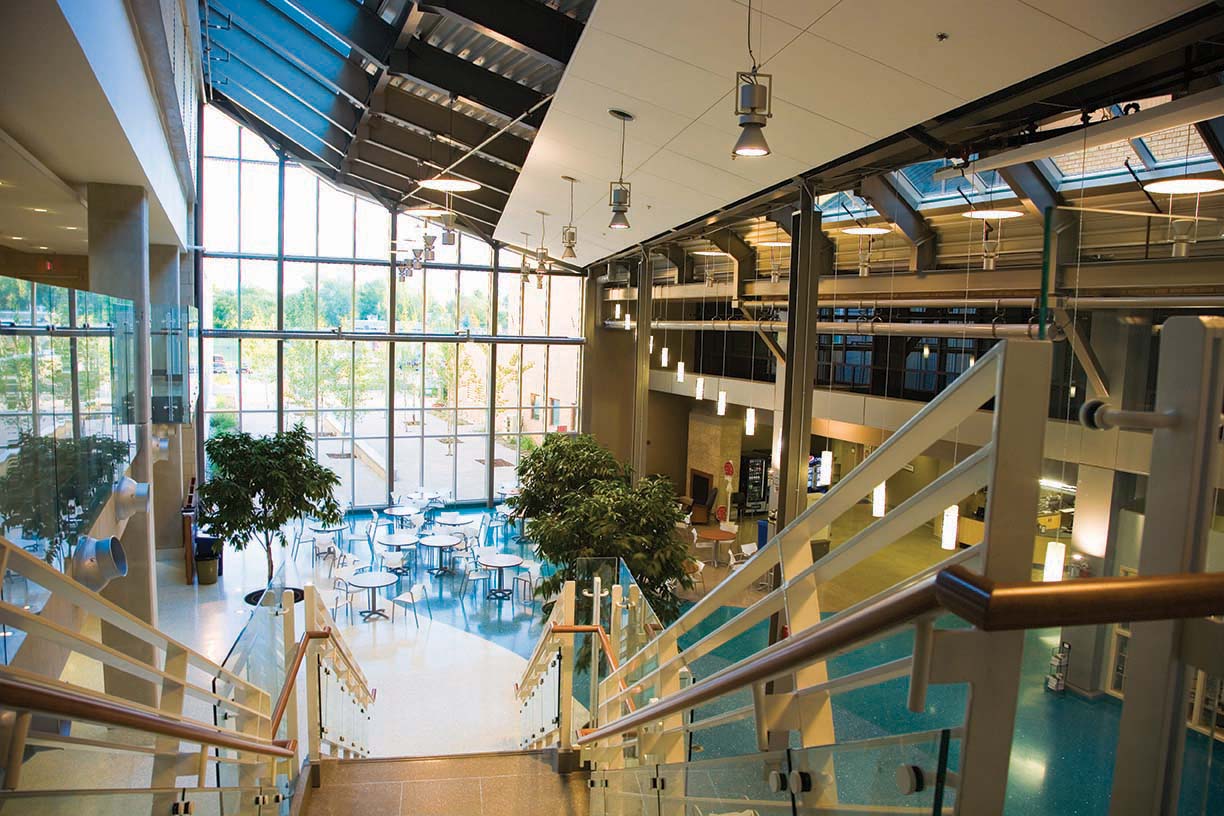 Atrium of Sarnia Bluewater Health hospital