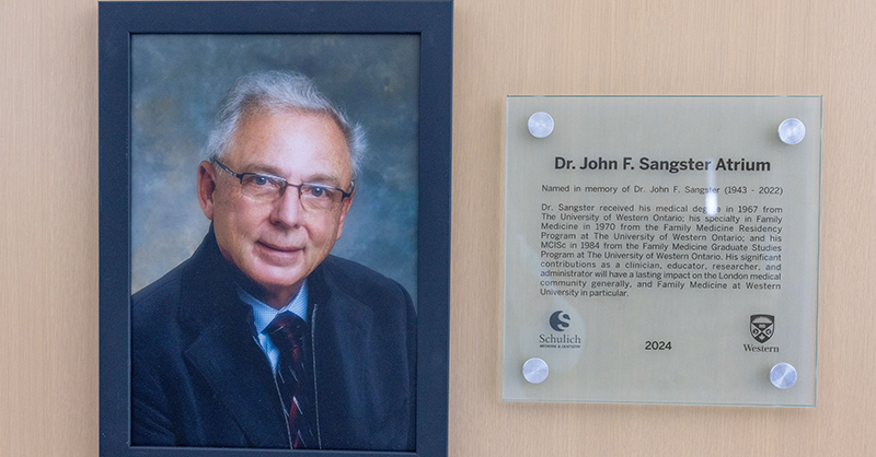 Significant gift extends Dr. John Sangster’s legacy at Western – Schulich School of Medicine & Dentistry