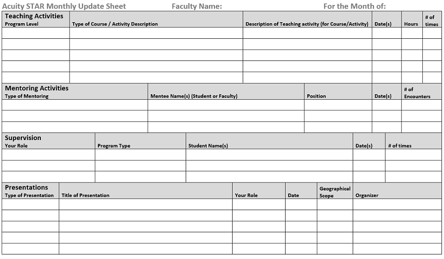 Monthly Activity Tracking Form - STAR Portal - Western University